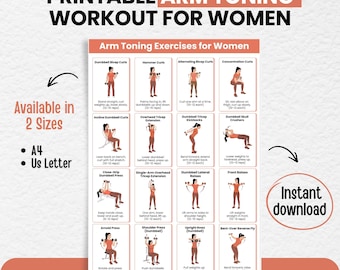 Arm Toning Exercises for Women, 16 Dumbbell Arm Workout Printable PDF, Biceps Triceps Shoulders Chart, Home Strength Training Poster