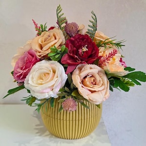 Pfirsich Pfingstrose, echte Rosen im Topf, Cottagecore Schreibtisch Pflanze, Geschenk für Sie