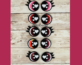 5 Sets Valentine Felt Eyes, 3/4 Inch Eyes, 1 Inch Eyes, 1.5 inch Eyes, 38mm Eyes, Felt Eyes For Amigurumi, Heart Eyes, Valentine's Kawaii