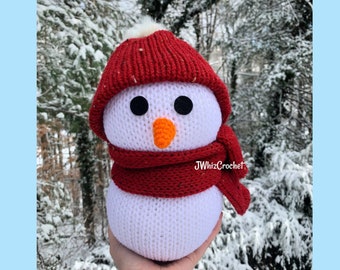 Knit Snowman Plushie, Snowman Winter Decor, Handmade Snowman Doll, Do You Want To Build A Snowman,
