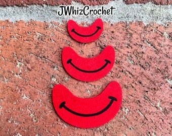 5 Piece Felt Mouth, Felt Smile, Simple Smile, 1 Inch Mouth, 1.5 Inch Mouth, 2 Inch Mouth, 2.5 Inch Mouth, 3 Inch Mouth