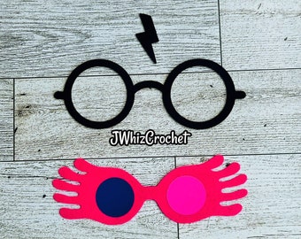 Felt Eyeglasses, Round Glasses, Lovegood Glasses, Glasses for Amigurumi, Potter Glasses, Luna Pink Glasses, 5 Inch, 4 Inch, 3 Inch, 2 Inch