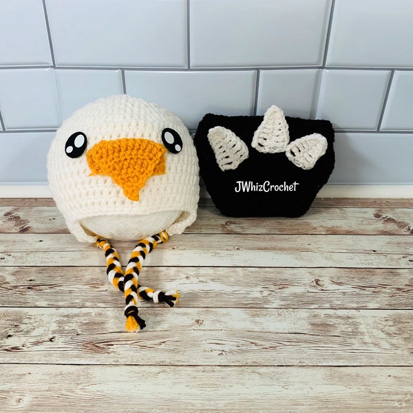 Crochet Eagle Hat and Diaper Cover Set, Eagly Hat, Philadelphia Eagles Baby Outfit, Newborn, 3 month, 6 month, 12 Month, Child, Adult Hat