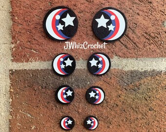 5 Sets Felt Eyes, Patriotic Felt Eyes, Flag Felt Eyes, 15mm eyes, 3/4 inch eyes, Safety Eyes For Crochet, 38mm, 1 Inch Eyes, 25mm Eyes