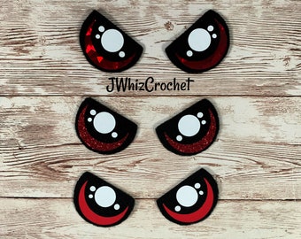 5 Sets Felt Eyes, Evil Eyes, Angry Eyes, Kawaii Felt Eyes, Red Glitter Eyes, Red Holographic Eyes, 1.5 inch Eyes, 38mm Eyes, Amigurumi Eyes