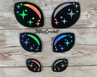 5 Sets Felt Alien Eyes, Holographic Felt Eyes, Sparkle Eye Gleam, Star Eyes, Twinkle, Kawaii Felt Eyes, Large 2 inch Eyes, 50mm Alien Eyes