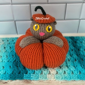 Knitting Machine Pumpkin Kitty Pattern, Knit Pumpkin Pattern, Knit Kitten Pattern, Knit Cat, Halloween Home Decor, Fall Decor PDF Pattern