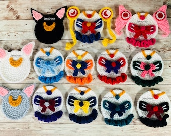 Crochet Sailor Moon Sailor Scouts Pattern Pack, Sailor Scouts, Sailor Moon, Sailor Mini Moon, Luna, Artemis, Diana, Crochet Cat Pattern