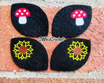 5 Sets Felt Alien Eyes, Mushroom Alien Felt Eyes, Sunflower Alien Eyes, Crochet Alien Eyes, Kawaii Felt Eyes, 1 Inch, 1.5 Inch, 2 Inch Sizes