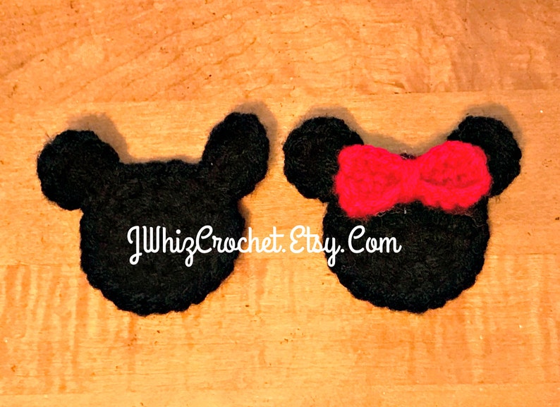 Crochet Minnie Mouse Head Applique Pattern Mickey Mouse Head Etsy