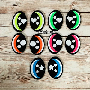 5 Sets Neon Rainbow Bright Felt Eyes, 3/4 Inch Eyes, 1 Inch Eyes, 1.5 inch Eyes, 38mm Eyes, Felt Eyes For Amigurumi, Heart Eyes, Circle Eyes image 9