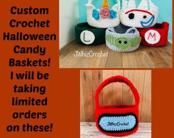Crochet Halloween Basket, Baby's First Halloween, Toy Story Forky, Mario and Luigi, Unicorn Basket, Crochet Baby Alien, Mickey Mouse Basket