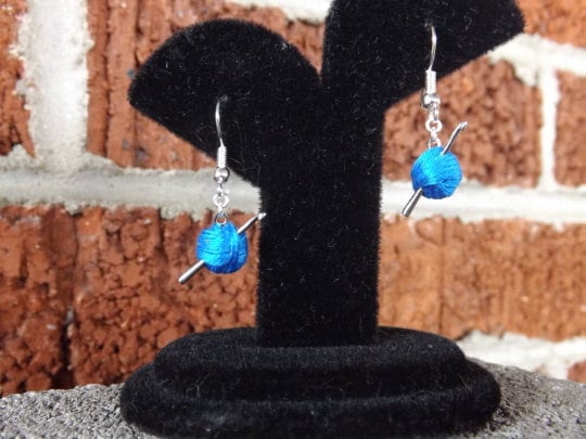 Crochet Hook Earrings, Yarn Ball Earrings, Crocheter Gift, Mini Crochet Hook, Crochet Jewelry, Crochet Dangle Earrings, You Choose Color