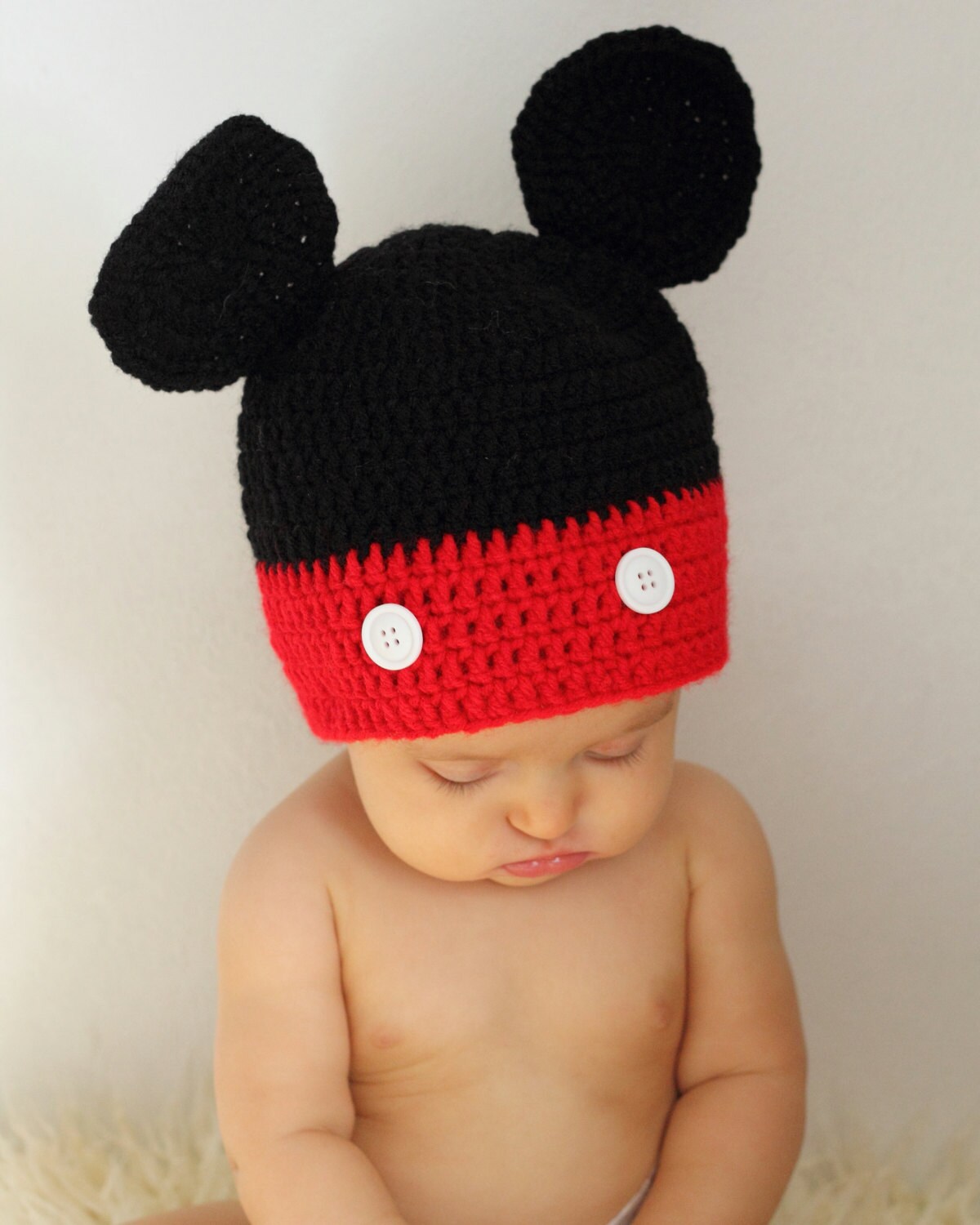 Crochet Mickey Mouse Hat Size Newborn 