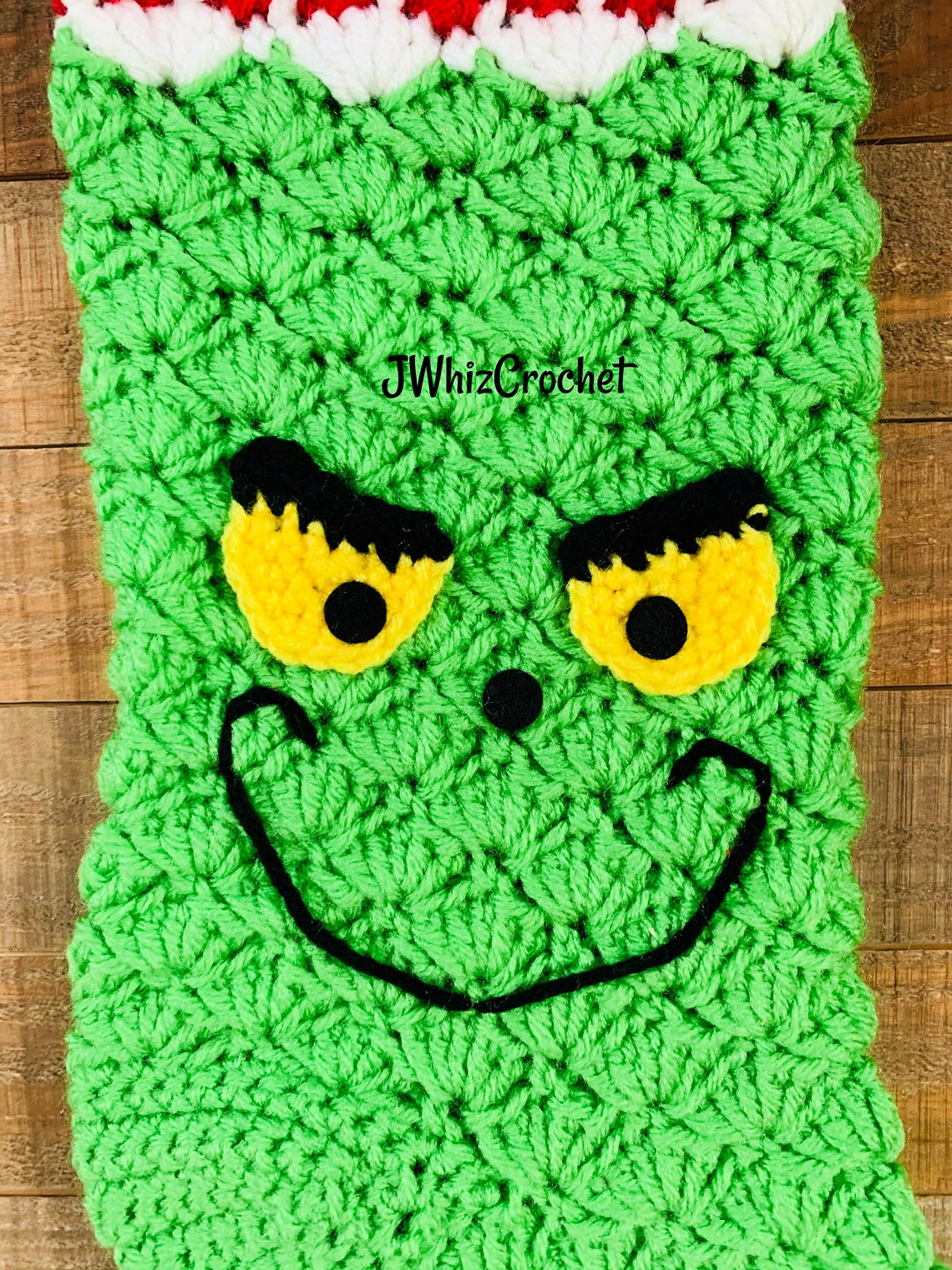 Crochet The Grinch Christmas Stocking Grinch Stocking Custom Etsy