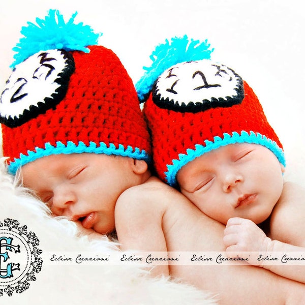 Crochet Dr Seuss Thing 1 and Thing 2 Hat Set, Cat In The Hat, Twin Set, Girl, Boy, Newborn, 3 Month, 6 Month, Photography Prop, Baby, Infant
