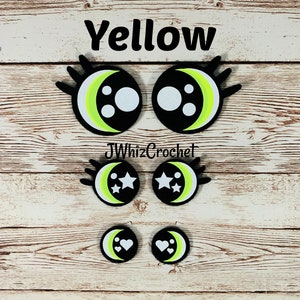 5 Sets Neon Rainbow Bright Felt Eyes, 3/4 Inch Eyes, 1 Inch Eyes, 1.5 inch Eyes, 38mm Eyes, Felt Eyes For Amigurumi, Heart Eyes, Circle Eyes image 2