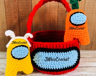 Crochet Easter Basket, Crochet Bunny Basket, Toddler Easter Basket, Baby Easter Basket, Baby's First Easter Basket, Crochet Basket