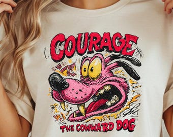レトロな臆病犬Tシャツ、Y2K漫画グラフィックスウェットシャツ