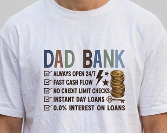 Funny Dad Gift Bank Shirt Fathers Day Humor Tee Retro Top