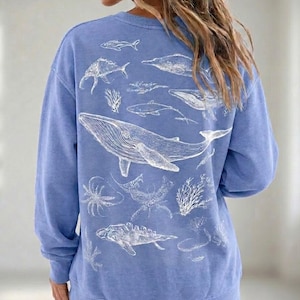 Vintage Whale Top, Marine Biologist Tee, Ocean Life Shirt, Coastal Nautical Apparel