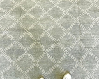 Hand Knotted Oushak Rug, 8x10/9x12 Neutral Ivory Sage Handmade Turkish Area Rug, Modern Geometric Wool Rug, Boho Living Room Bedroom Decor