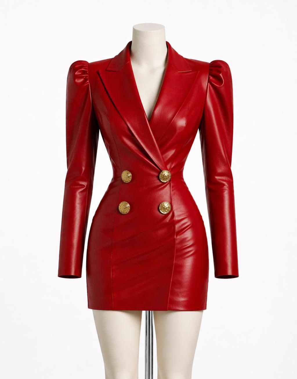 leather tiered dress Claret Corduroy and Vegan Leather Tiered Dress with Drawstring Detail at  Waist