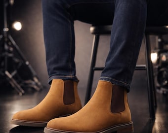 Brązowe botki Chelsea Premium w kolorze jasnobrązowym – 100% oryginalna skóra