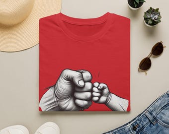Father and Baby Fist Bump T-Shirt | Dad and Newborn Illustration