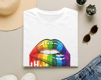 Rainbow Drip Lips T-Shirt | Pride Lip Art