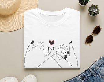 Sisters Pinky Promise T-Shirt | Sisterhood Illustration, Heart Accent