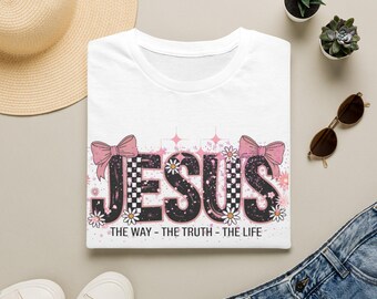 JESUS floral bow typography T-Shirt | The Way The Truth The Life