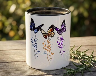 Live Love Laugh Butterfly Mug | Accent Coffee Mug 11oz 15oz