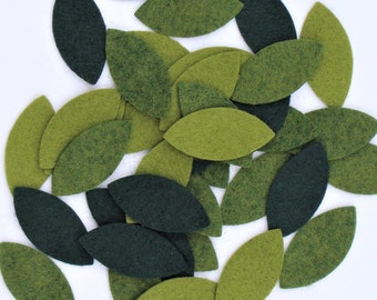 Felt Die Cut Leaves: 1.5 inch Wool Blend Applique, Custom Colors