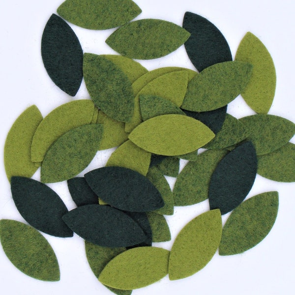 Felt Die Cut Leaves 1.5" Long x 5/8" Wide Wool Blend Felt Applique Leaf Packs-U Choose Custom Colors