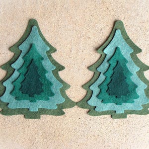 2 Sets Nesting Christmas Trees Christmas Ornaments// die cut shapes // Wool Blend Felt, DIY Crafting
