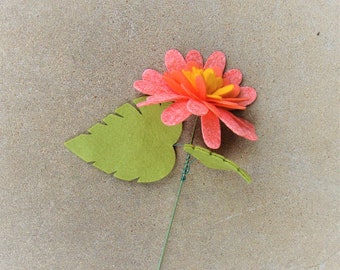 Big Tropical 4-1/2" DIY Felt Flower Die Cuts No Sew Fast & Easy You Choose Flower Color/Leaf Color