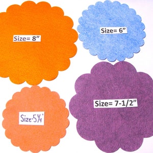 Die cut Felt Scallop Edge Mats Choose Size and Color -ONE Piece Wool Blend Felt Die Cut Candle Mat Bases