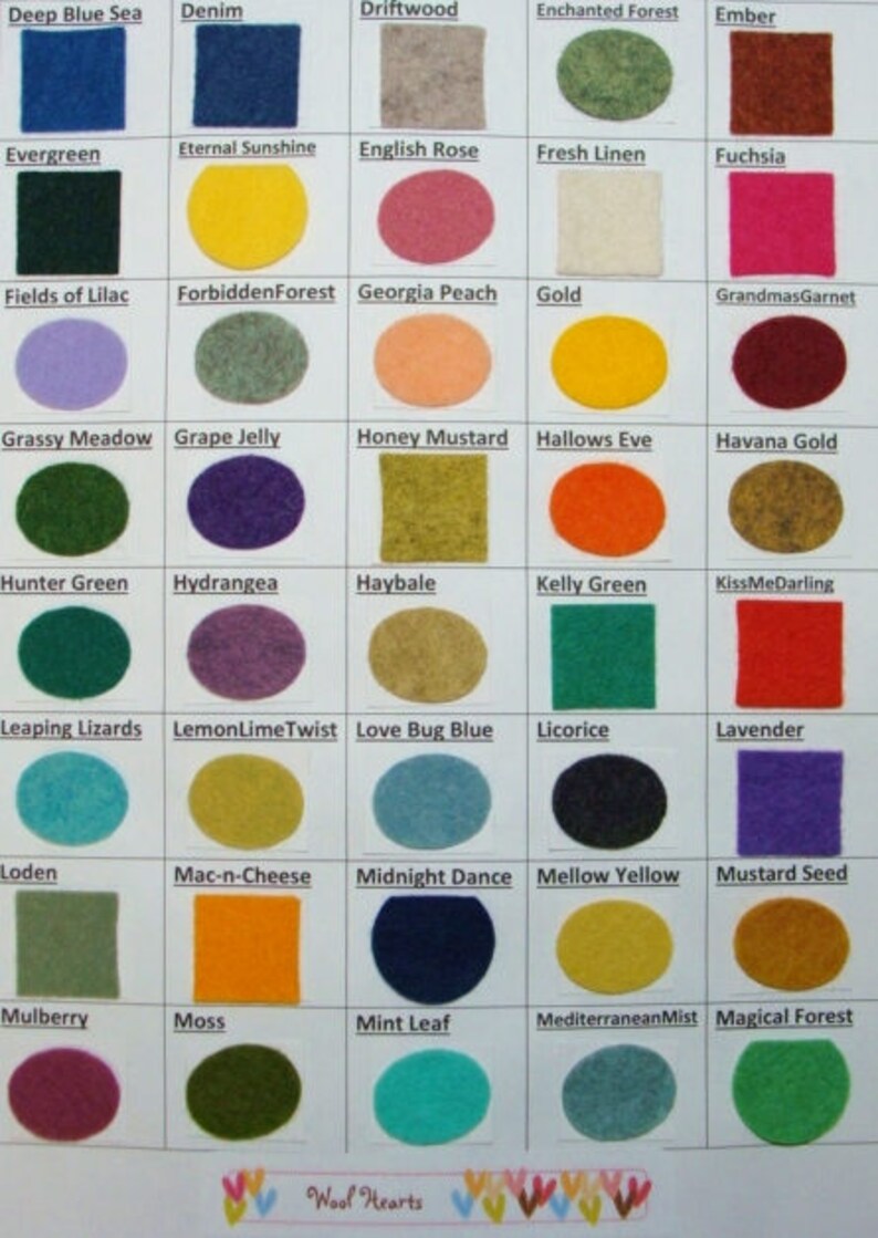 12 x 18 Pick 8 Wool Felt Blend Sheets you choose colors