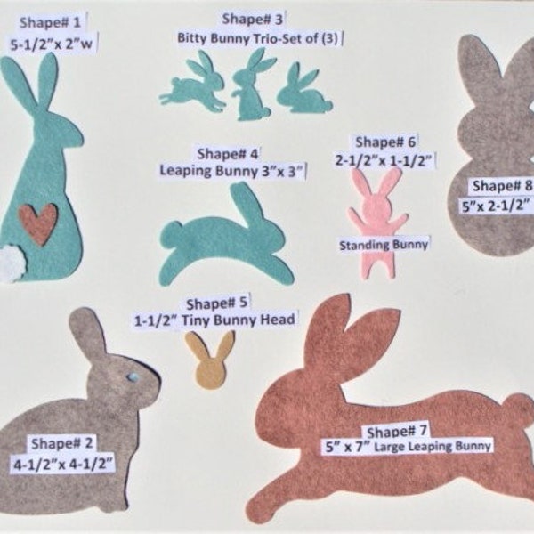 Die Cut Felt Easter Bunnies Wool Blend Felt U Choose Design, Color, & Quantity-Wool Applique, Embroidery, Crafts-Board37