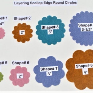 Die Cut Felt Scallop Edge Round Circles 1" to 4" sizes- U Choose Shape and Colors-Wool Blend Felt Applique, Crafts- board20