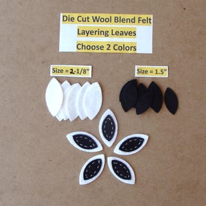 Felt Layering Leaves// 2 Sizes//U Choose Colors// Wool Blend Felt//Pack of 24 Pieces Total