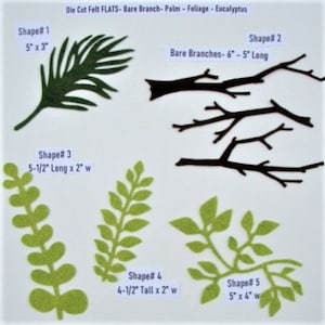Die Cut Felt Branch Greenery-Palm-Fern-Eucalyptus Wool Blend Felt Die Cuts -U Choose Shape & Color for Applique, Crafts-Board19