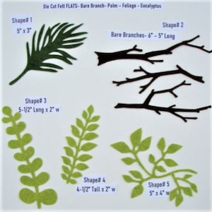 Die Cut Felt Branch Greenery-Palm-Fern-Eucalyptus Wool Blend Felt Die Cuts -U Choose Shape & Color for Applique, Crafts-Board 19