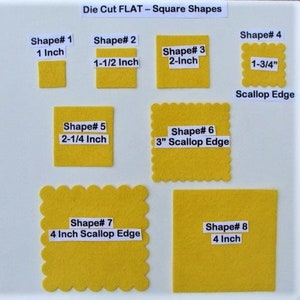 Felt Squares Die Cut Various Sizes Straight//Scallop Edges You Choose Shape and Colors//Board22