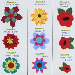 Die Cut Felt Layered Flowers Wool Blend Felt Die Cut Applique, Embroidery, Crafts-You Choose Flowers & Colors -Board52