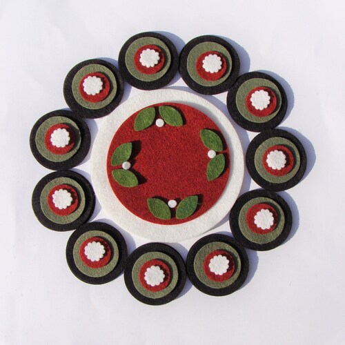 Penny Rug Candle Mat DIY Kit Die Cut Wool Blend Felt Circles Etsy