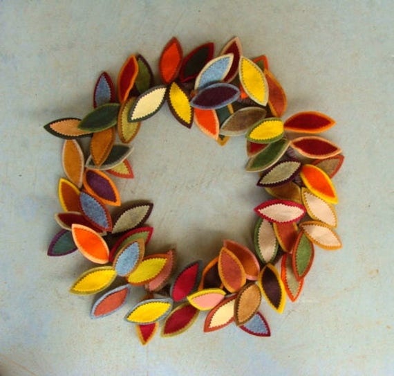Fall Leaf Wreath KITWool Felt DIY three leaf layers Fast & Etsy