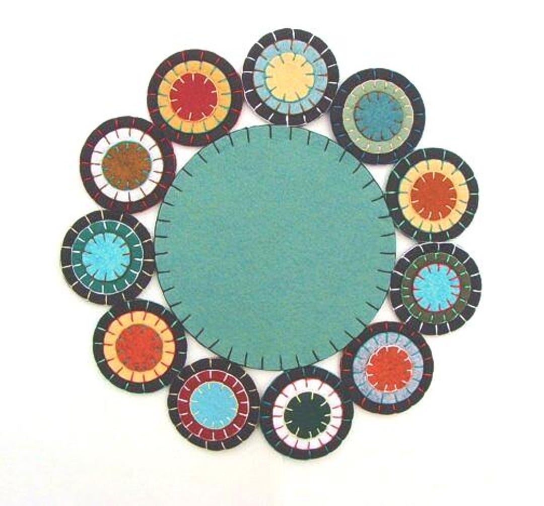 Wool Blend Felt Candle Mat DIY Kit//precut Felt//penny Rug Applique ...