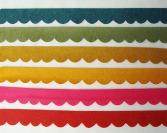 Die Cut Felt  Long Trims Scallop Edge/Ric-Rac// Ribbon // or- 1" Strips, Felt Trims, Choose up to 6 Colors